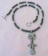 Turkana Glass, Wood and Ethiopian Silver with Fertility Doll Pendant